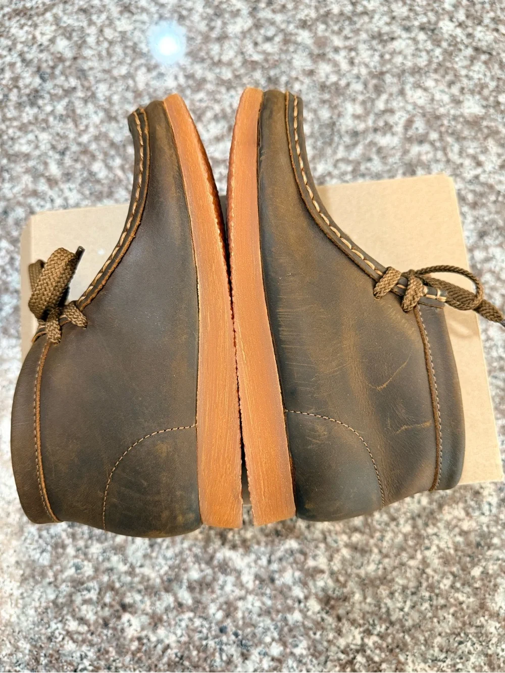 Kids Clarks Brown Leather Chukka Boots with Tan Soles